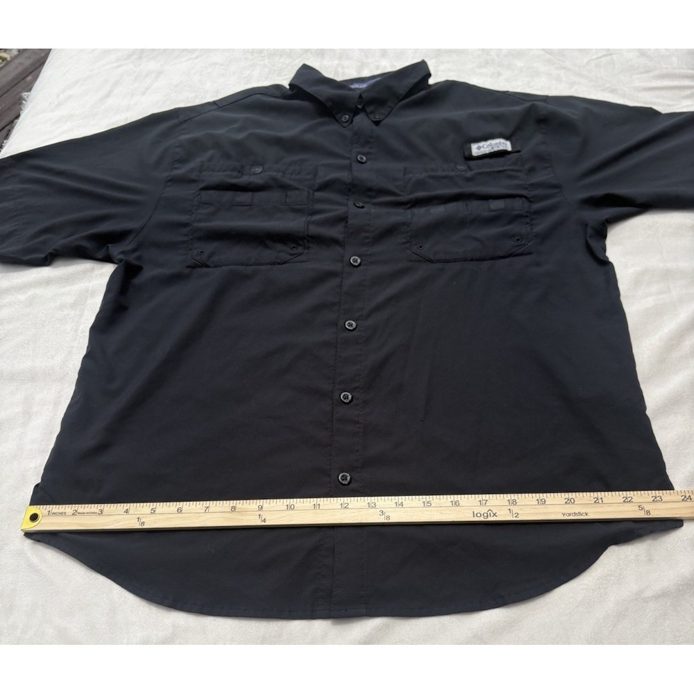 Columbia PFG Tamiami II Shirt Black Omni-Shade Vented Fishing Pockets Men's L. - Picture 8 of 12